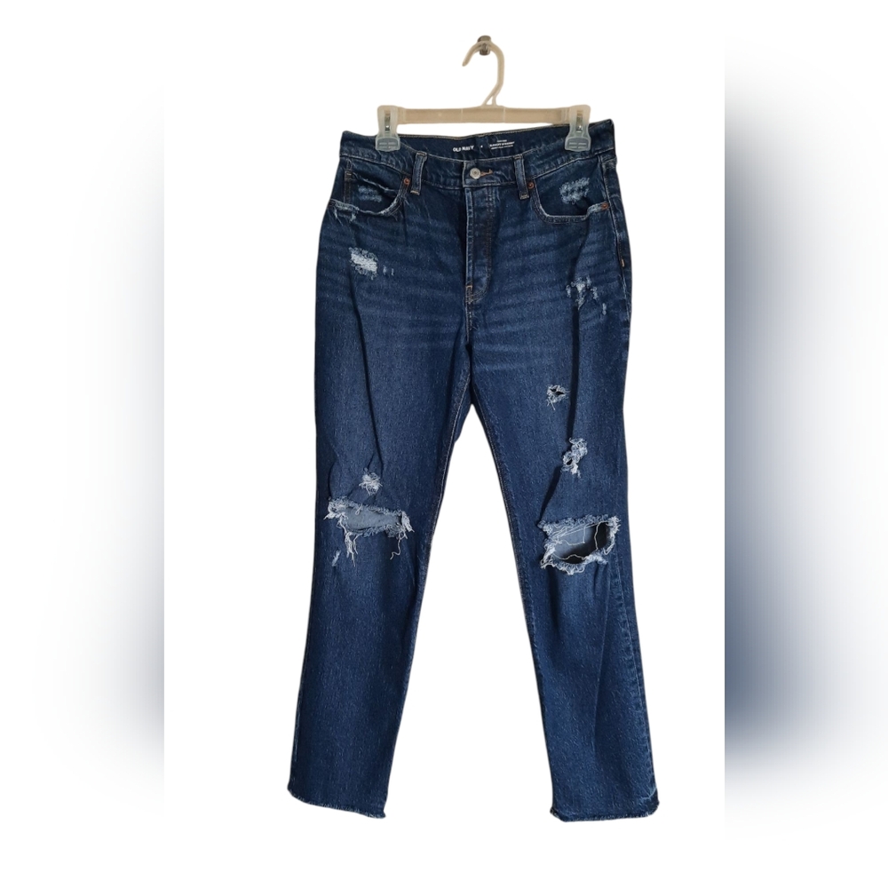 Old Navy Slouchy Straight Leg Jeans Distressed